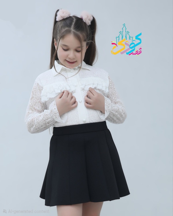 دامن مشکی پارچه ساندویچی اکریل دار سایز ۳تا ۸ سال