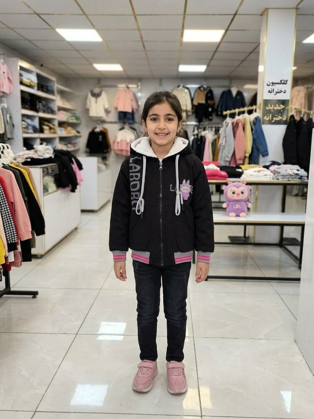 کاپشن دخترانه کتان مدل لبو بو داخل خز سایز ۴۵تا۶۵ مناسب۳تا ۱۲سال