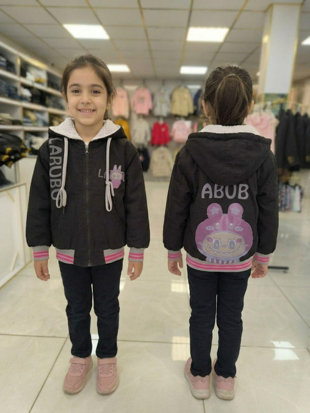 کاپشن دخترانه کتان مدل لبو بو داخل خز سایز ۴۵تا۶۵ مناسب۳تا ۱۲سال