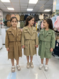 ست دو تکه کت و سارافون دخترانه کتان سایز ۷ تا ۱۲ سال