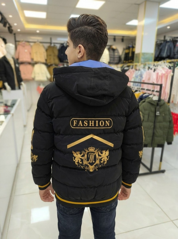 کاپشن پسرانه دو رویه سیلیکونی دو رنگ سایز ۸ تا ۱۴ سال