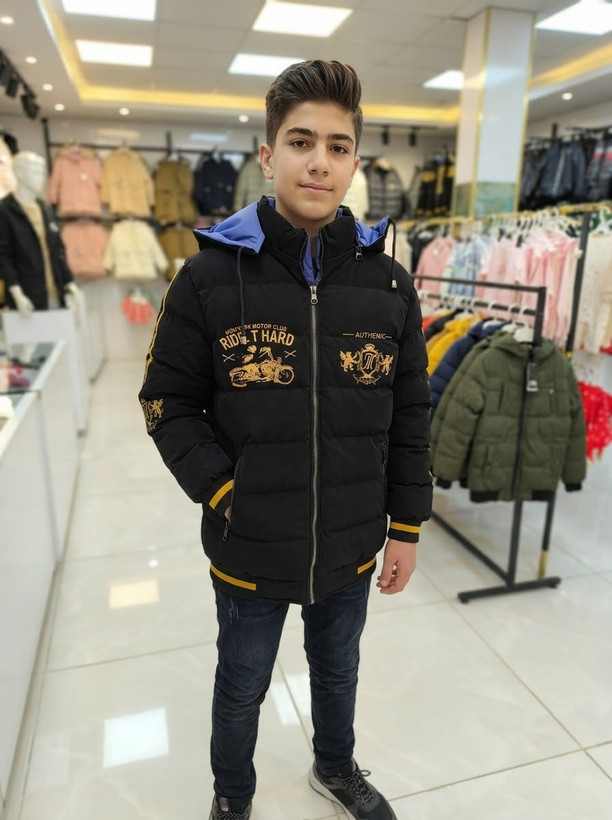 کاپشن پسرانه دو رویه سیلیکونی دو رنگ سایز ۸ تا ۱۴ سال
