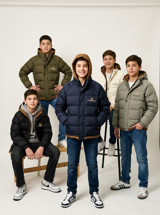 کاپشن پسرانه زمستانه Balenciaga وارداتی (داخل تمامخز و کلاه زیپی) سایز ۱۰تا۱۵ سال