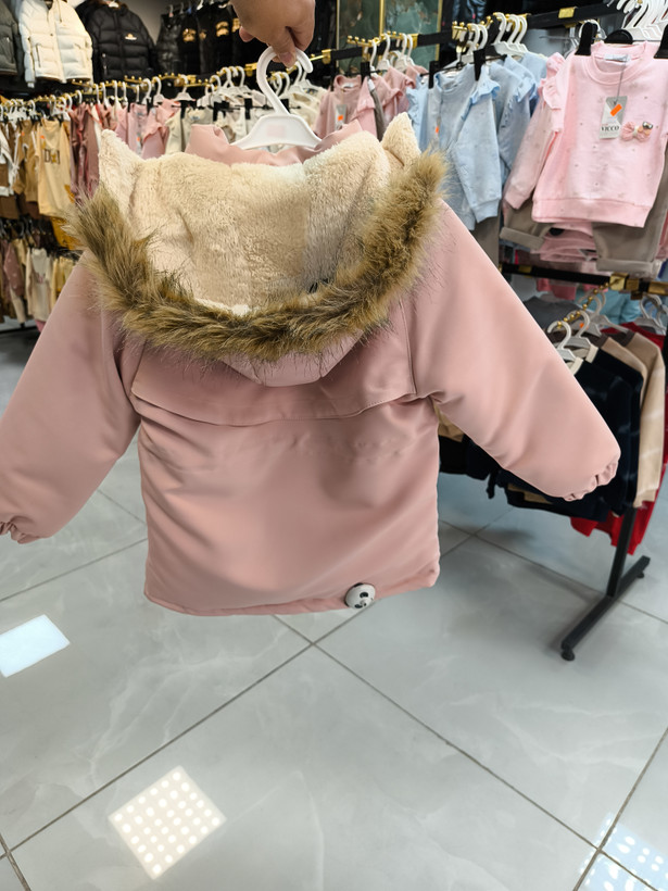 کاپشن کتان دخترانه کلاهدار (داخل تمام خز) سایز ۸تا ۱۲ سال