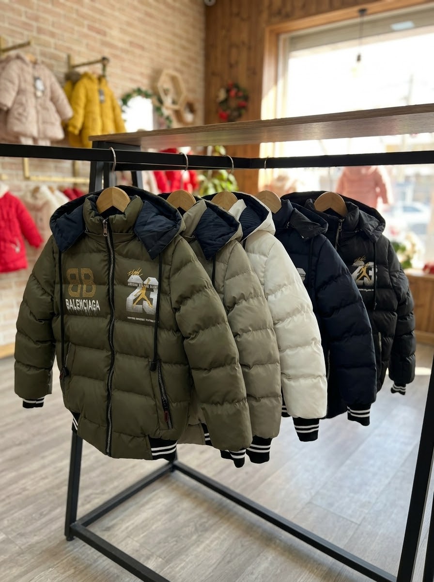 کاپشن زمستانه پسرانه طرح اسپرت Balenciaga & Jordan دو رویه سایز ۳ تا ۷ سال
